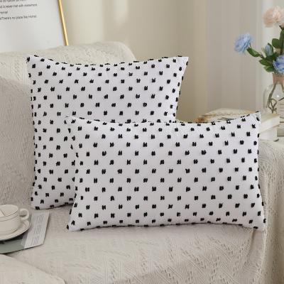 China New Summer Black And White Cut Flower Living Room Sofa Cushion Cover Polyester Anti-static Pillowcase Removable And Washable for sale