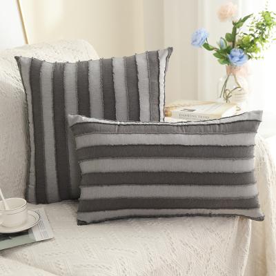 China New Hot Sale Anti-static Colorblock Polyester Pillowcase Strips Cut Flower Living Room Sofa Cushion Cover for sale