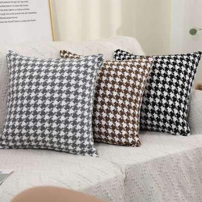 China Cotton Pillow Case Living Room Sofa Bedroom Car Houndstooth Pattern Anti-Static Personalized Canvas Cushion Cover for sale