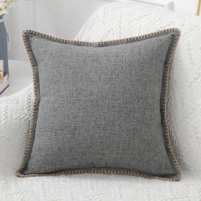 China Low MOQ Custom Hemming Craft Square 45*45 Size Pillowcase Pillowcover Bag Solid Color Anti-Static Canvas Pillowcase for sale