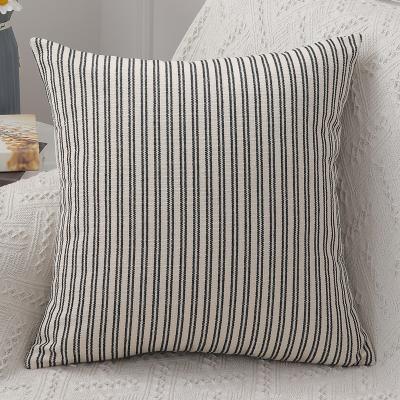 China Home Living Room Sofa Study Bedroom Pillow Bag of Style Anti-Static Simple Canvas Striped Pillowcase Decor Cushion Cover for sale