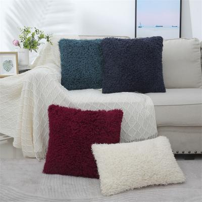 China Winter Lovely Anti-static Plush Style Soft Sofa Pillowcase Cushion Cover Home Decor Car Office Available for sale