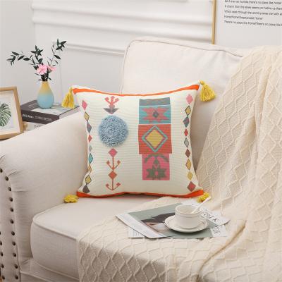 China New Boho Anti-Static Custom Pillow Cover Nordic Living Room Sofa Pillowcase Tassel Cushion Cover With Tassel for sale