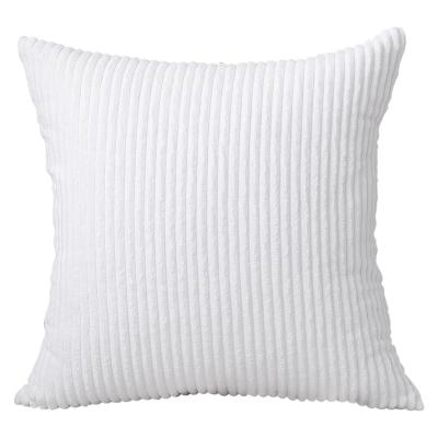 China Anti-Static Corduroy Striped Pure White Soft Plush Pillowcase Skin Friendly Sofa Pillowcase Cushion Cover for sale