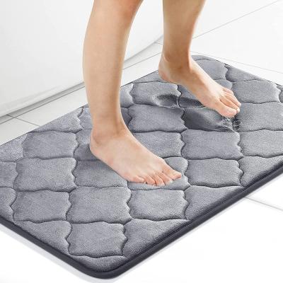 China Cheap Non-Slip Custom Geometric Pattern Memory Foam Polyester Bathroom Cover Non-Slip Bathtub Floor Mat for sale