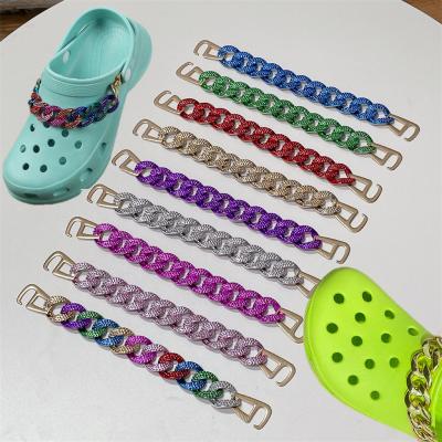 China Custom Clog Charm Gold and Silver Bling Black Vendor Decoration Accessories for Women Ladies Clog Sandal Shoes Croc Charm Chain for sale