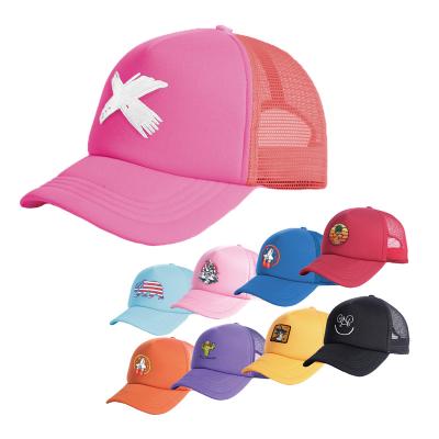 China Wholesale 5 Panel Simple White High Quality Black Pink Custom Mesh Trucker Hats Caps With 3d Embroidery Logo for sale