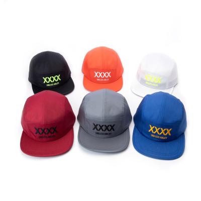 China JOINT Male And Female Custom Logo 5 Panel Polyester Unconstructed Camper Hat for sale