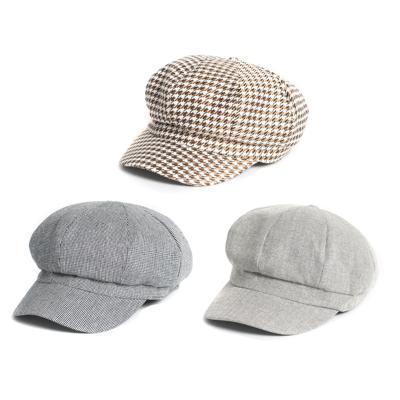 China Womens 8 Panel Cotton Character Casual Newsboy Hat Multi Color Bakerboy Hat for sale