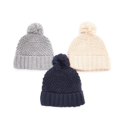 China Custom Winter COMMON Logo Polar Fleece Lining Recycled Beanie Hats with Pom Pom for sale