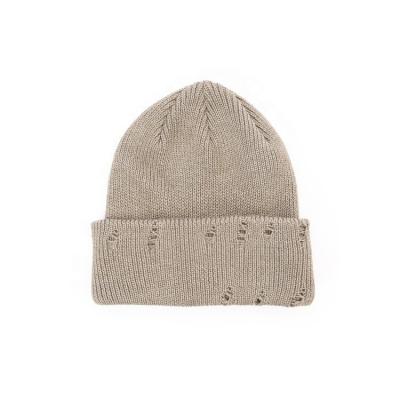 China COMMON Loose Recycled Organic Cotton Distressed Winter Knitted Beanie Hats For Women And Men for sale