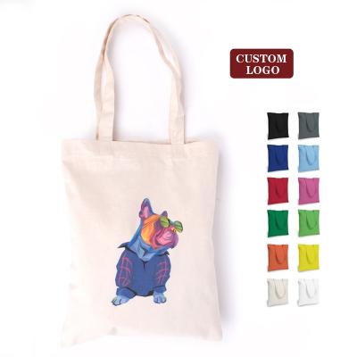 China Fashionable Personalized Cotton Logo Printed Inside Pockets Custom Shopping Tote Canvas Bag for sale