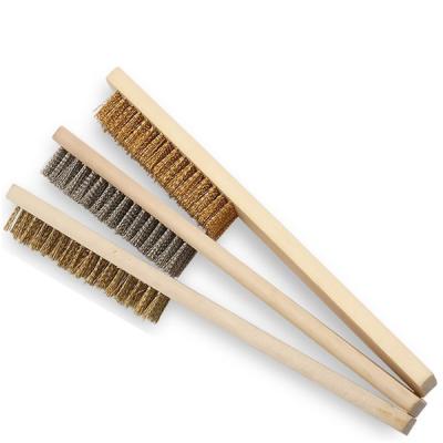 China 205*25mm cleaning wood handle steel or brass wire brush with high quality for sale