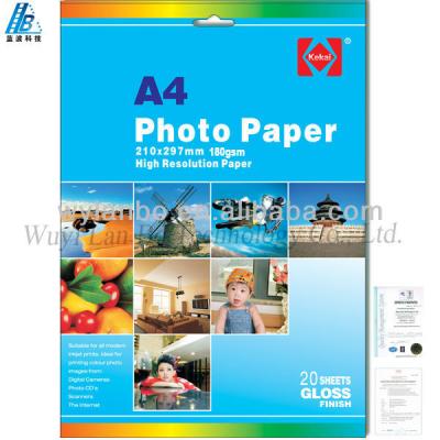 China 180g A4 20 Glossy Photo Paper A4 Sheets for sale