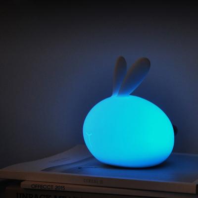 China Cute baby and children's minimalist gift box and rabbit creative soft animal shape cartoon small silicone night lamp for sale