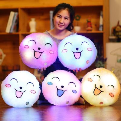 China Wholesale New Arrival Children's Creative Gift High Quality Colorful LED Plush Toy Light Up Plush Toy Cute Smile Face Stuffed Dolls Sit Toys for sale