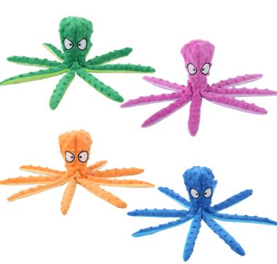 China Funny Colorful Cartoon Dog Octopus Toys Soft Squeaky Plush Indestructible Chew For Pet Toys for sale