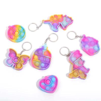 China Toy Colorful Mini Keychain Various Educational Funny Shapes Simple Anti Squishy Stress Reliever For Adult And Kids Toy Keychain for sale