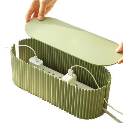 China Plastic Bathroom Household Safety Wire Organizer Data Cable Power Cord Socket Storage Box Charger Socket Hub Box for sale