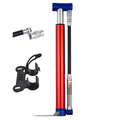 China Aluminum / Alloy Factory Price Bike Tire Accessories Mini Floor Pump With PSI Cycling Meter Gauge for sale