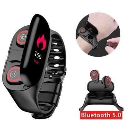 China MP3 Playback 2 IN 1 0.96 Inch Screen Heart Rate Blood Pressure Sleep Monitor Men Women Smart Watch Earphone Sport BLE Call Smart Wristwatch for sale