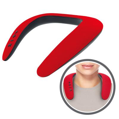 China Portable AirPlay Earless Neck Tooth Blue Speaker U Shape Neckband Soundwear Portable Portable Ear Neck Free Hanging Speaker for sale