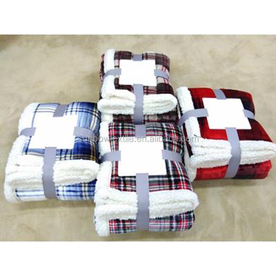 China Christmas Xms Holiday Tartan Check Flannel Fleece Plaid Long Lasting Heavy Thick Throw And Blanket for sale