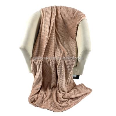 China Solid Waffle Stitch Anti-pilling Ready To Ship Bed Flannel Knitting Blanket for sale