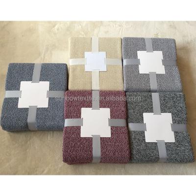 China Chunky 2 Tone Blend Jersey Fleece Anti-pilling Cable Knit Sofa TV Throw Blanket for sale