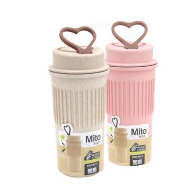 China GU Creative Sustainable Eco Goods Using Wheat Straw Hiking Sport Water Bottles With Handle for sale