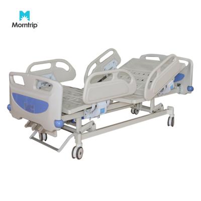 China ABS Hospital Clinic Ward Furniture Manufacturer 3 Functions Three Cranks Manual Hospital Bed With Mute Wheels for sale