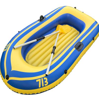 China Two Person Rowing Boat 0.35mm Thick Yellow Blue Inflatable Boat Eco-Friendly PVC Eco-Friendly Outdoor Rafting Boat for sale