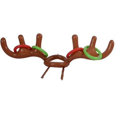 China 2022 Christmas Games Family Party Headband Inflatable Reindeer Eco-Friendly Ring Toss Game Inflatable Ring Toss Game Antler Hats for sale