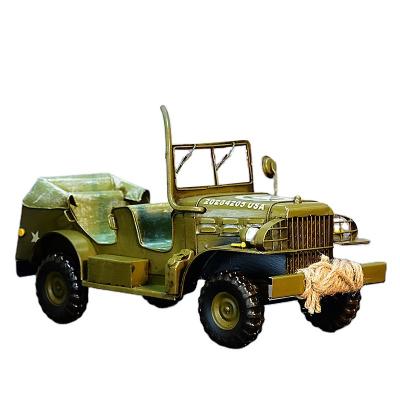 China Antique Imitation Light New Arrival Retro American Truck Model Jeep Craft Model Ornament for sale