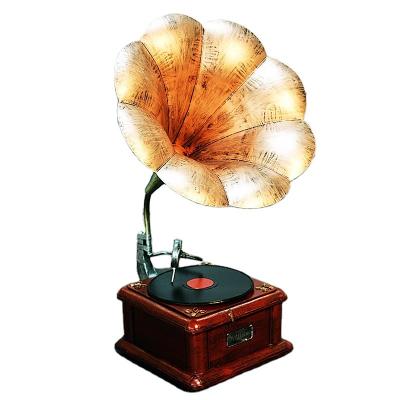 China Hot Selling Home Decoration Imitation Antique Retro Metal Opens Photography Props Record Player Vintage Phonograph Creative Model for sale