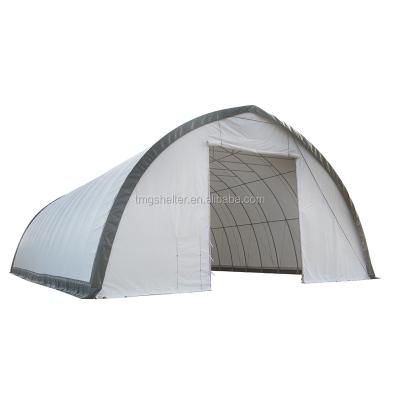 China Durable 30ft x 80ft Peak Ceiling Storage Shelter with 12' Drive Through Doors at Both Ends for sale