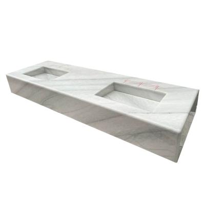 China European Style Bathroom Sink, Natural White Marble Oriental White Sink, Polished Wash Basins for sale