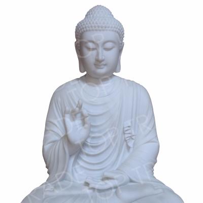 China Chinese Outdoor Decoration Carving Life Size White Marble Religious Buddha Sculpture for sale