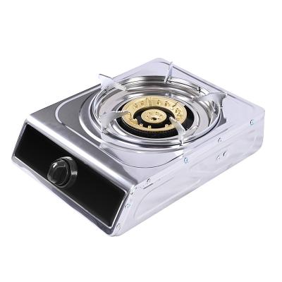 China Hotel Single Stainless Steel Top Plate 120mm Cast Iron Cast Iron Burner Portable Gas Stove for sale