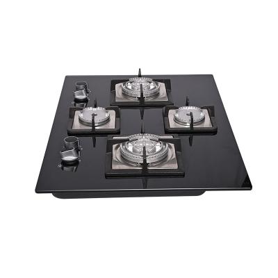 China Hotel Kitchen Appliances Black Tempered Glass Panel Cast Iron Pan Support Wholesale Custom Glass Lid Gas Home Hob for sale