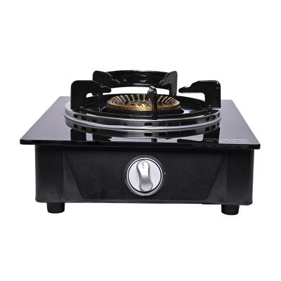 China 2020 Best Hotel Gas Stove Enamel Pan Support Single Burner Stove Gas Cooker With Glass Top for sale