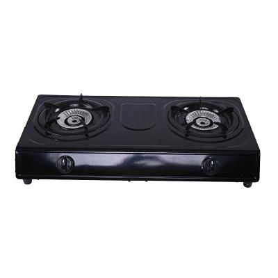 China High Quality Model Hotel Cooper Brass Burner Cap Jet Coating Panel 2 Heads Stand Up Gas Cooker Burner Gas Stove for sale