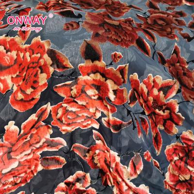 China BREATHABILITY; Wholesale New Italian Fancy Good Soft MOL Design HANDFEEL Burnout Velvet Silk Fabric for sale