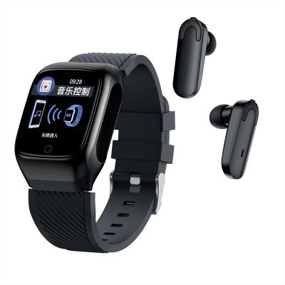 China Hot Selling MP3 Playback S300 2 in 1 Square Smart Watch Headphone Combo Wristband with Earphones Wireless Music Smart Watch for sale