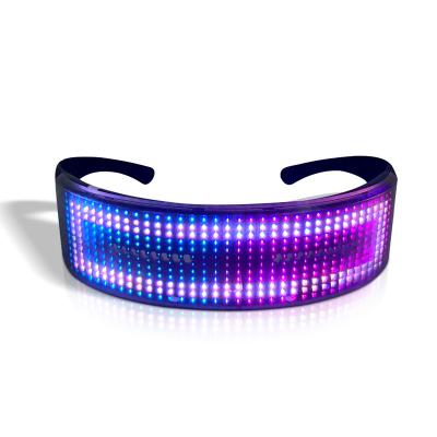 China Comfortable App Programmable Diy Message Pictures Music Rhythm Rolling Display Usb Recharge Colorful Shiny Led Glasses Eye Glasses for sale