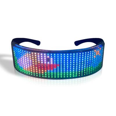 China Comfortable Music Rhythm Scrolling Display Usb Recharge Eye Glasses App Colorful Brilliant Led Message Diy Message Pictures Programmable for sale