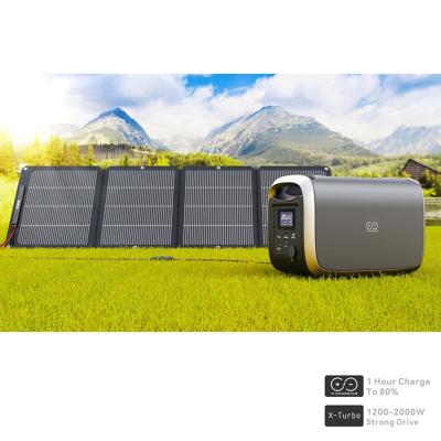 China Type C 1200W 1260wh Outdoor Portable Rechargeable Solar Power Station 220v Lithium Solar Backup Portable Power Station for sale