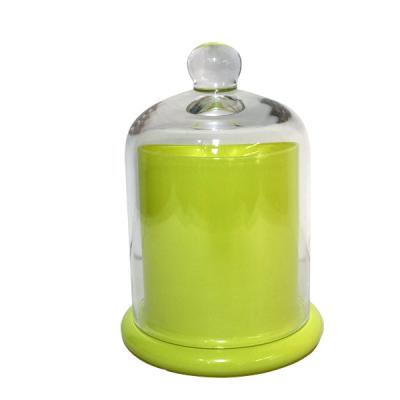 China Home Decoration 9.5*14.5cm Luxury Customized Glass Bell Jar Bell Shape Candle Yellow Jar With Bell Jar Shape Lid for sale