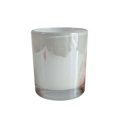 China Unique LX-GB030 615ml HOLIDAY Candle Shiny White Round Glass Tumblers Candle Jars Wholesale for sale