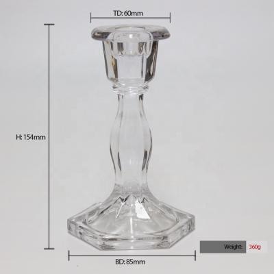 China Home Decoration Langxu Hot Sale Wholesale New Design Clear Solid Glass Baluster Candle Holders Pillar Glass Candle Holder For Decoration for sale